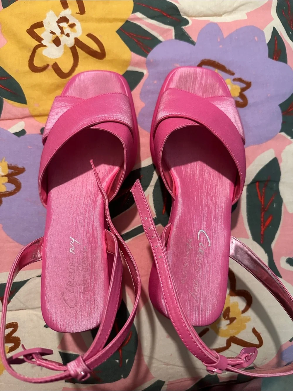 Circus by Sam Edelman Pink Satin Platform Ankle-Strap Sandals